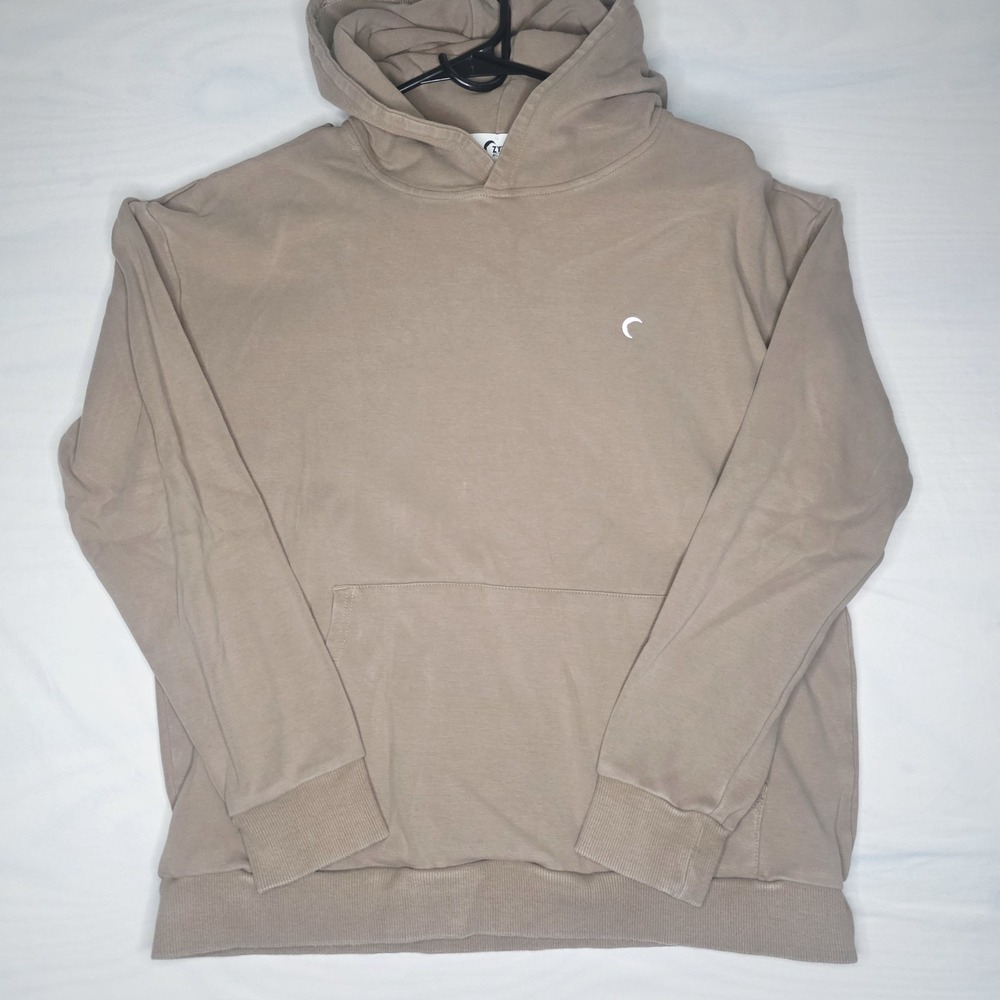 Zyia Active Women's Hoodie Sweatshirt Brown Camel Pockets Long Sleeve Stretch L